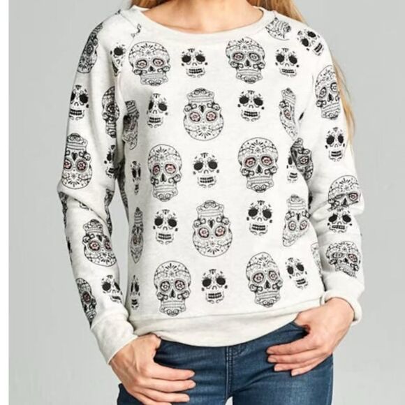 L.A. Soul Sugar Skull Print Sweatshirt Size M - Picture 1 of 5